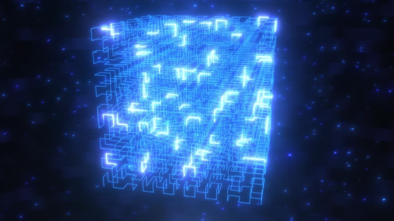 Futuristic Computer Digital Data Flow Cyberspace Connection Matrix - 4K Seamless Loop Motion Background Animation