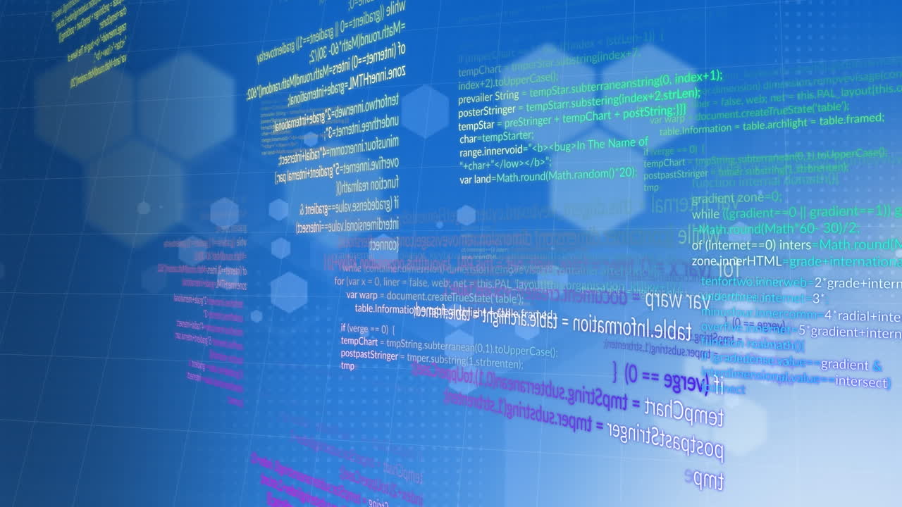 파란색 배경에 있는 데이터 처리의 애니메이션