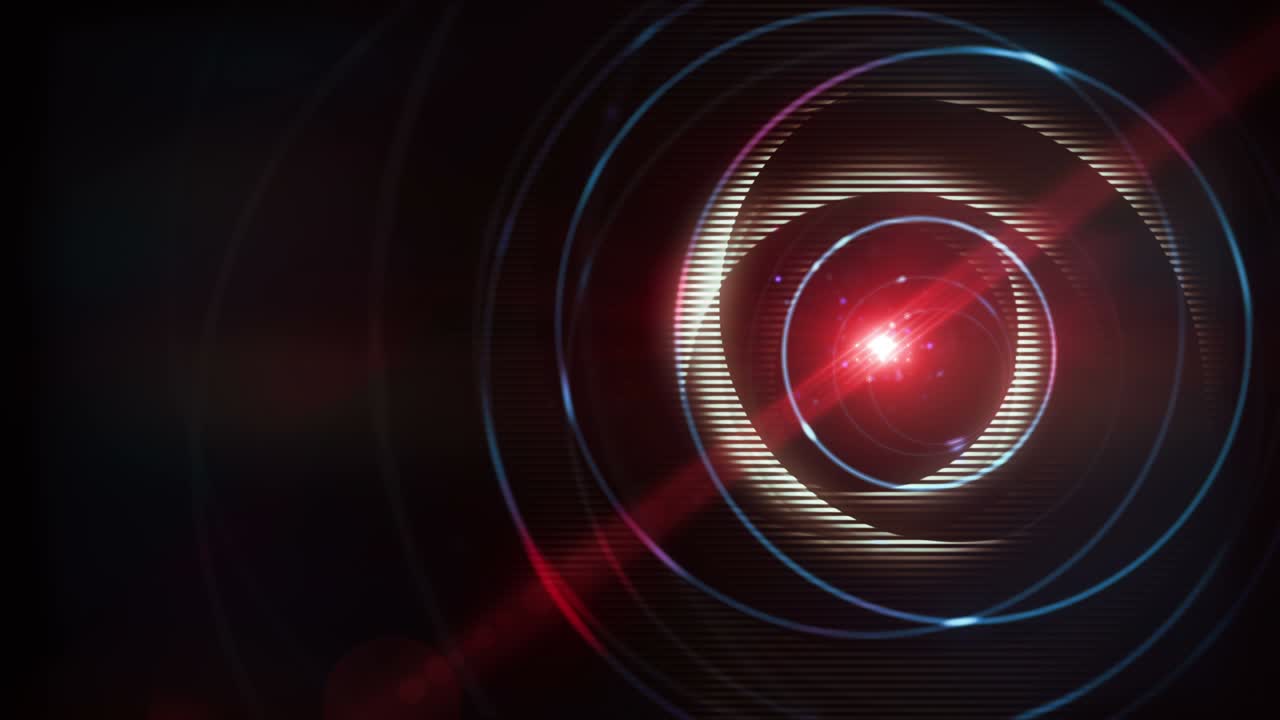 anillos de flujo de iluminación azul abstracto con animación de brillo