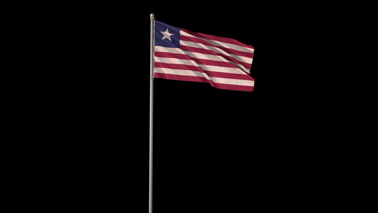 bandera de liberia con canal alfa, el video en 4k es transparente