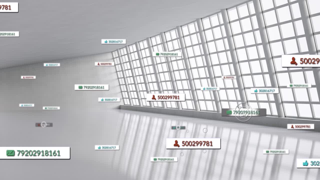 빈 사무실에서 소셜 미디어 데이터 처리의 애니메이션