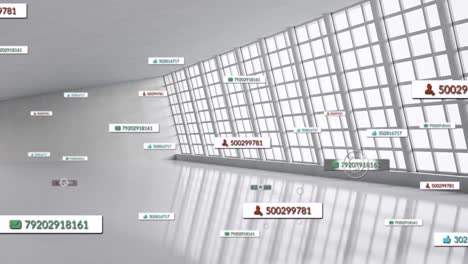 animation of social media data processing over empty office