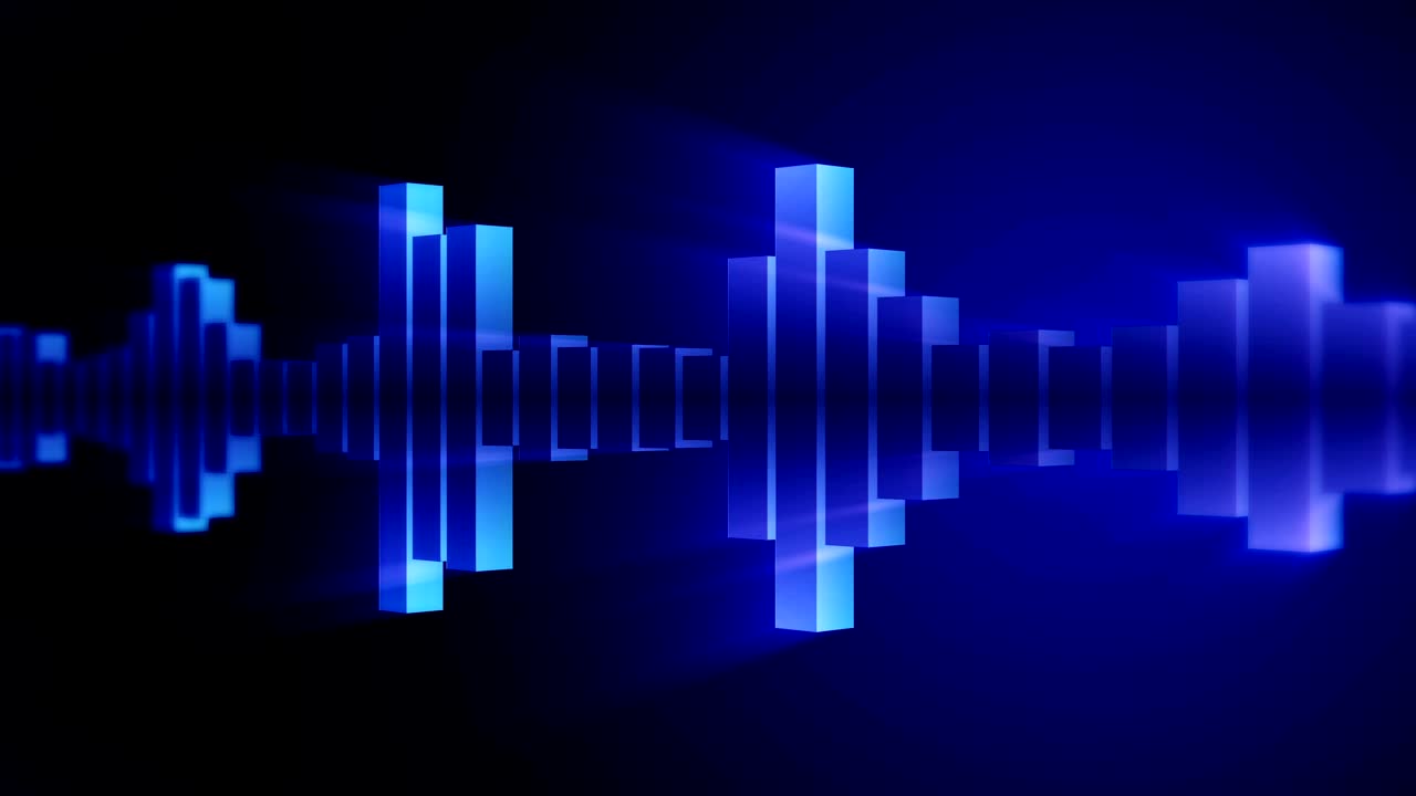 animación de onda azul de audio. onda de sonido de ecualizador. reproductor de música de pulso. concepto de onda de sonido digital futurista. fondo de bucle.