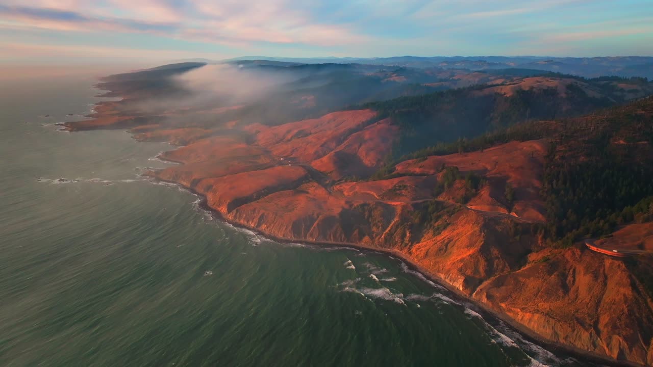 소노마 코스트 스테이트 파크 (sunset state park) 캘리포니아 공중 드론 풍경 비행 험난한 바람이 불어오는 해안 고속도로 볼리나스 레드우드 포인트 레이스 보데가 베이 포트 로스 빅 서 슨 크리크 태평양 서클 오른쪽