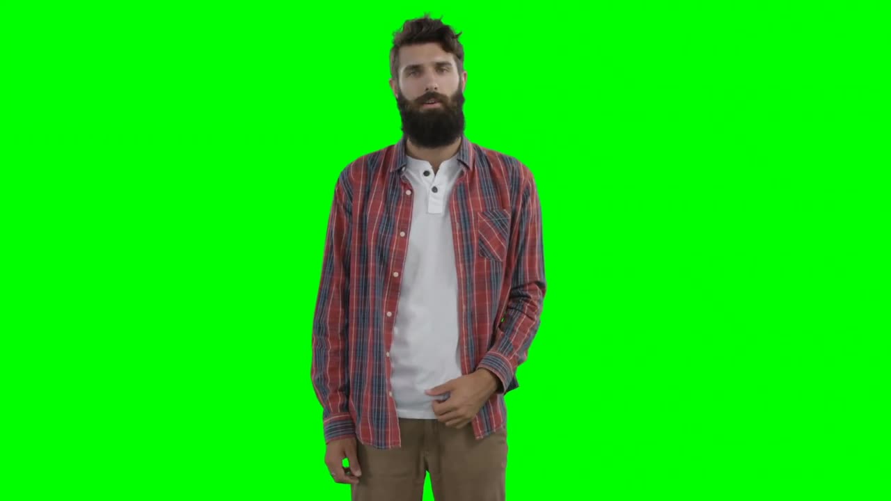 hombre usando una pantalla táctil virtual