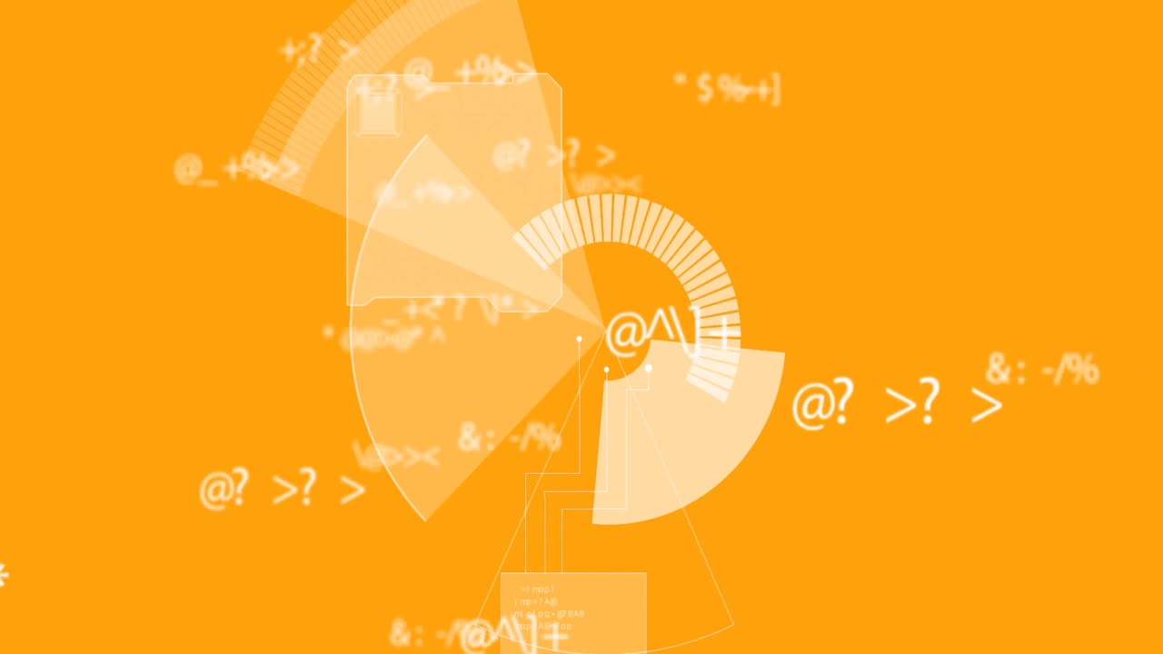 オレンジ色の背景の数学方程式上の統計のアニメーション