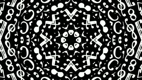 Kaleidoscope-Of-White-Musical-Symbols-And-Notes-Moving-In-Black-Background