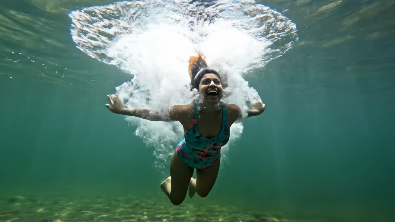 물 에서 다이빙 하는 여자