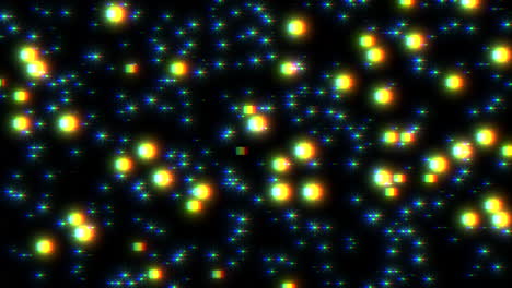 puntos y estrellas digitales con efecto de falla en la pantalla negra