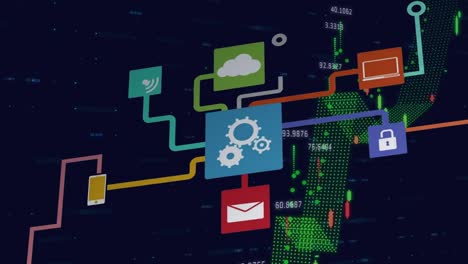 computer graphics with connection of various communication technologies and infographics