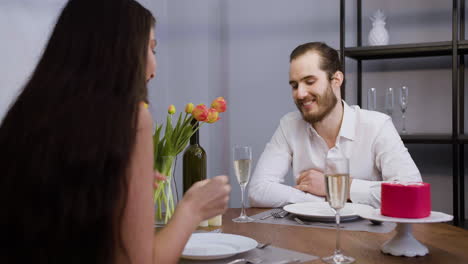 happy couple enjoying date