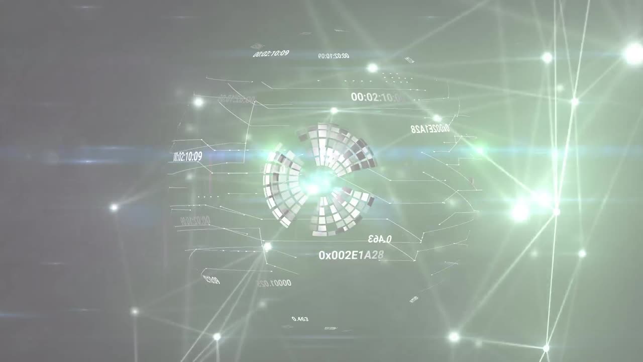 검은색 배경에 데이터 처리와 함께 전 세계 연결 네트워크의 애니메이션