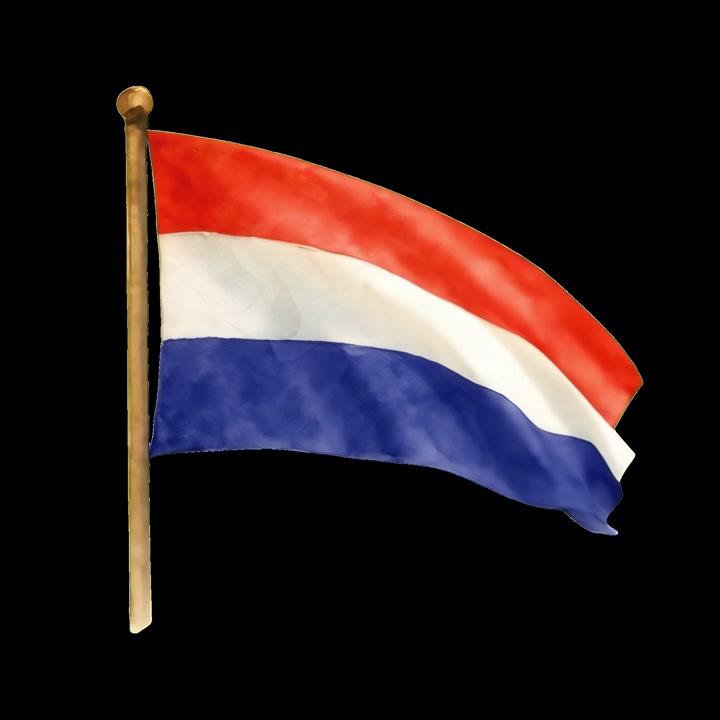 Viftende hollandsk flag i akvarelstil på sort baggrund