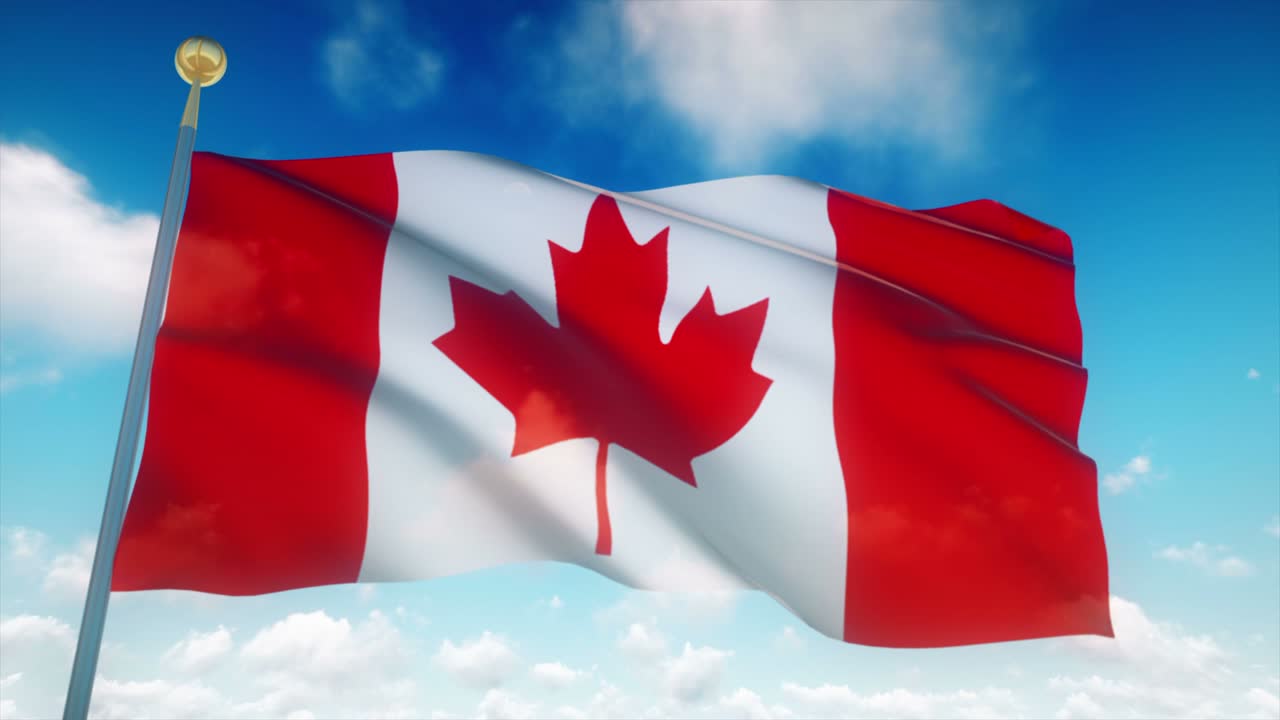 4k bandera muy detallada de canadá en bucle