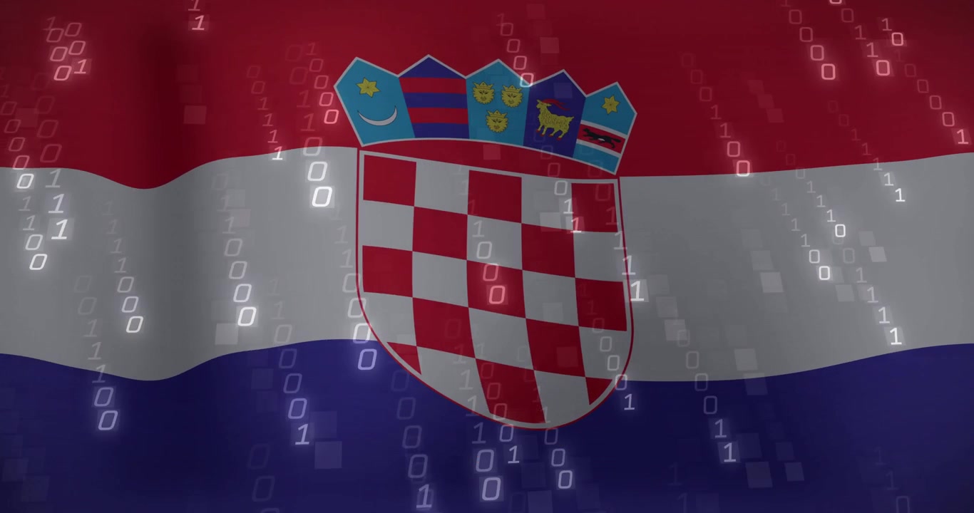 Na začátku vlajka Chorvatska vlající, zatímco binární kód prší a zesiluje se, symbolizující digitální jednotu