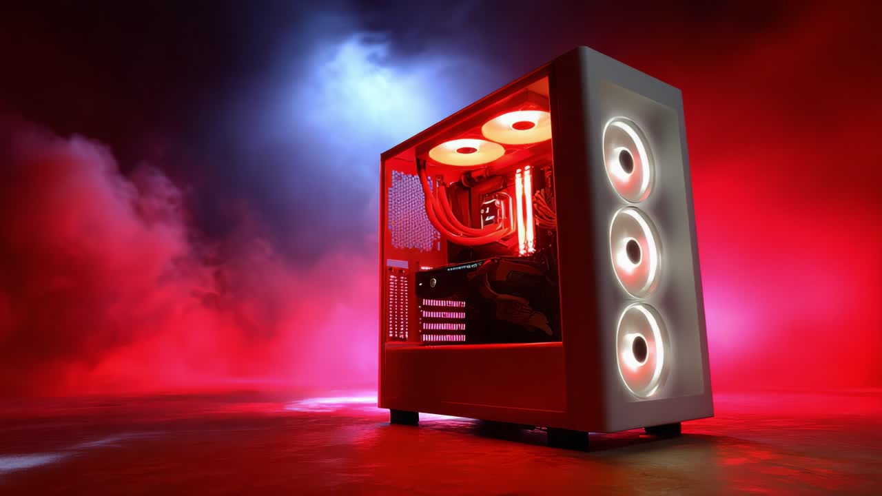 A High-Performance Gaming PC Showcasing Modern Design Elements with RGB Lighting Effects, Dynamic Cooling Systems, and an Exquisite Chassis Exemplifying Advanced Technology in Computer Hardware