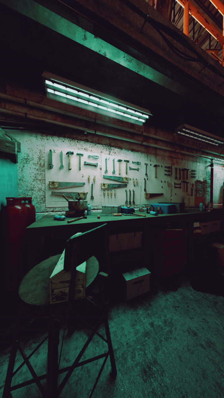 테이블과 냉장고가 있는 방