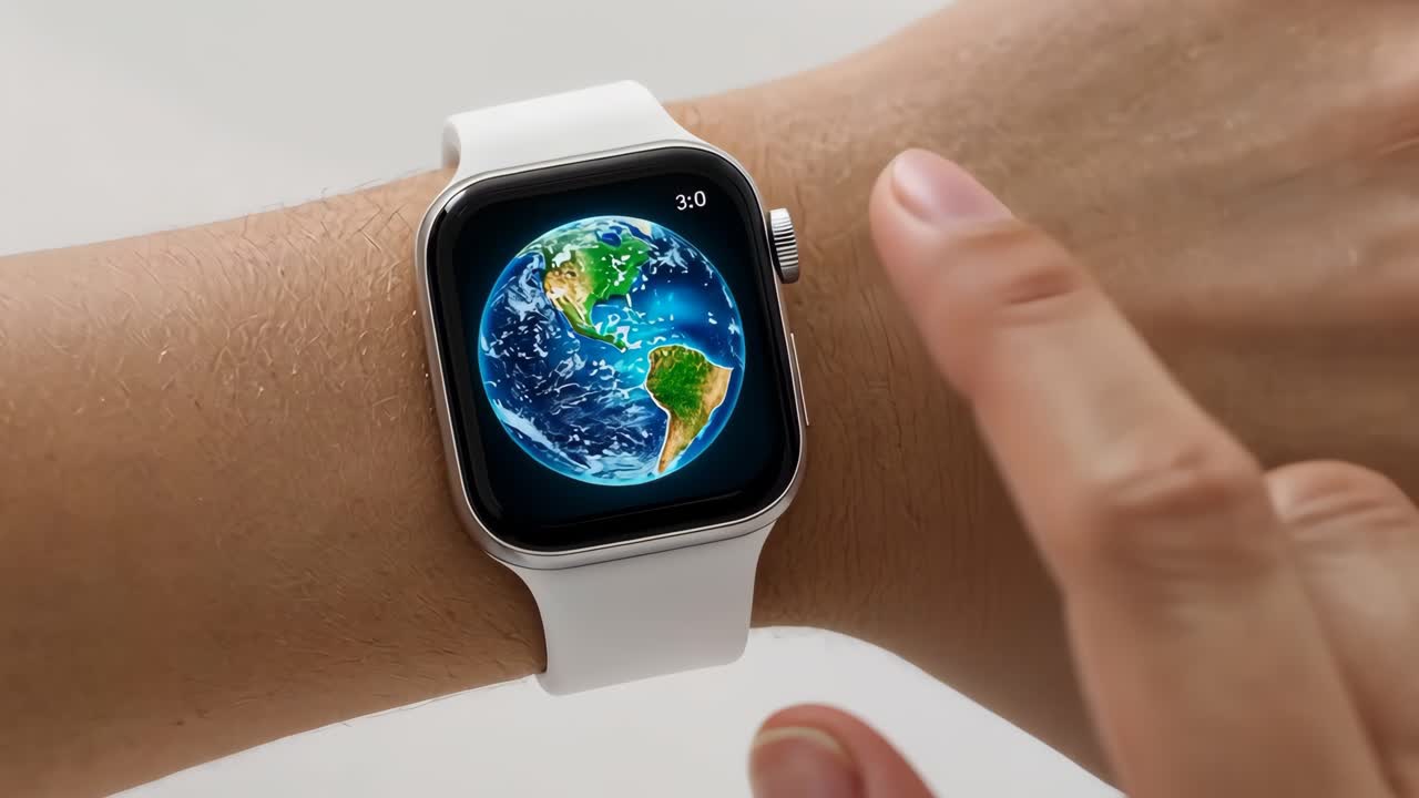 Apple Watch Showing Earth