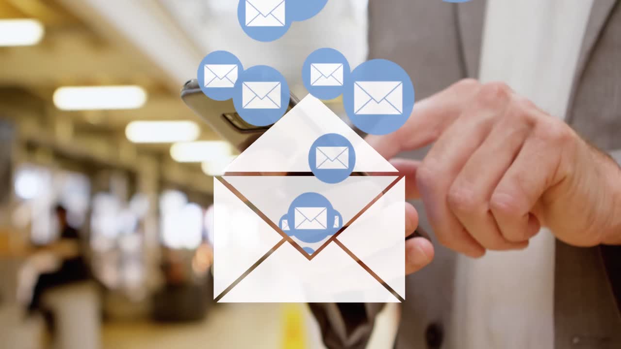 Businessman typing on a smartphone 4k