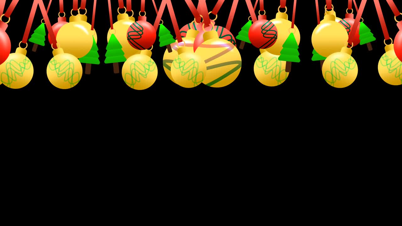 3d 크리스마스 공은 검은 바탕에 고립 된 스 모션으로 크리스마스를위한 아름다운 장식 배경입니다.