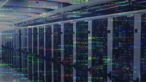 animation of colorful mosaic squares against computer server room