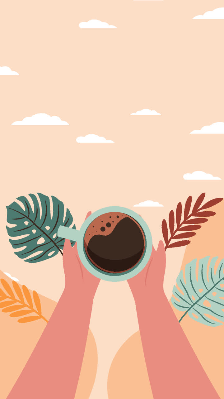 Gráfico en movimiento de ilustración plana para la celebración del Día Internacional del Café
