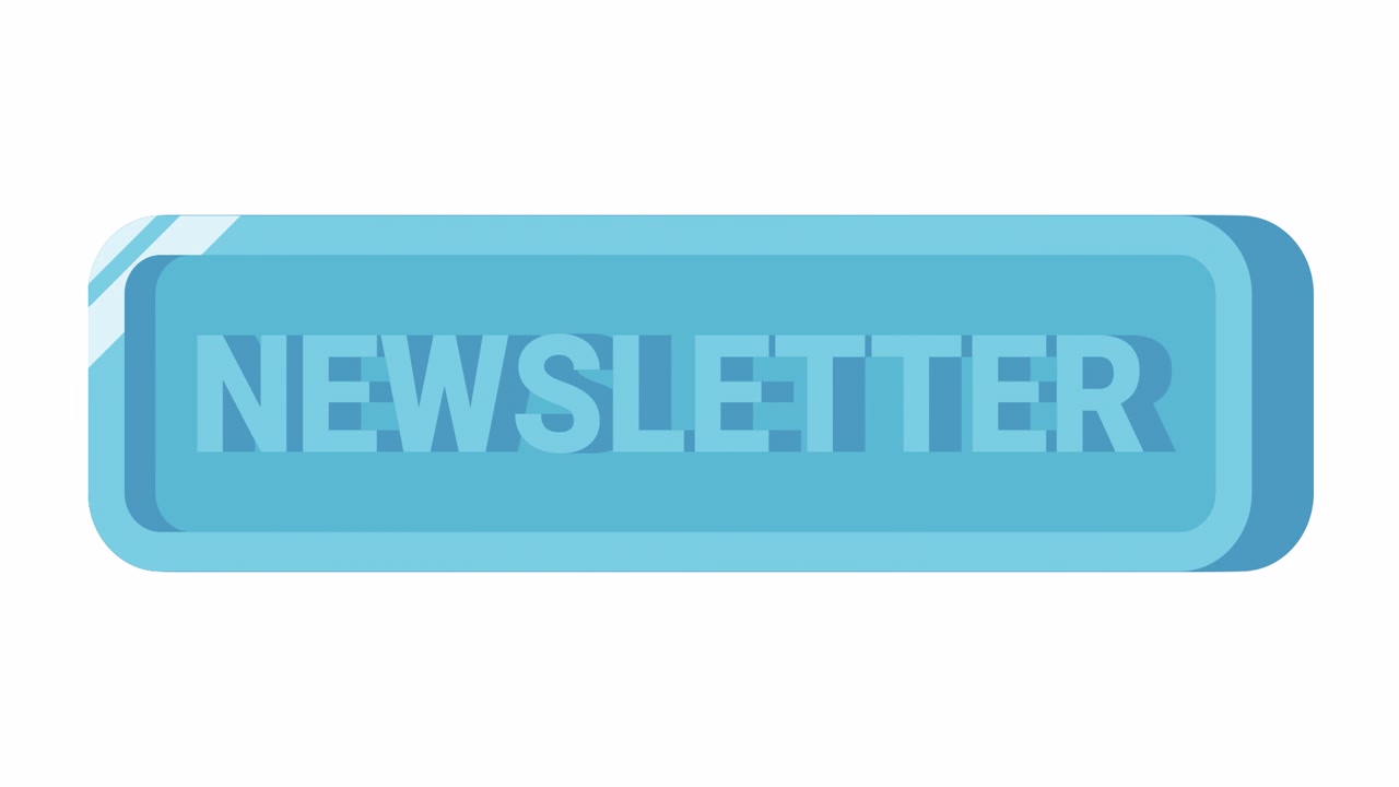 Pulsante blu "Newsletter" animato con effetto di luce scintillante