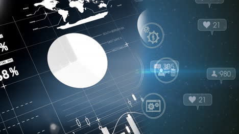 animation of data processing over media icons