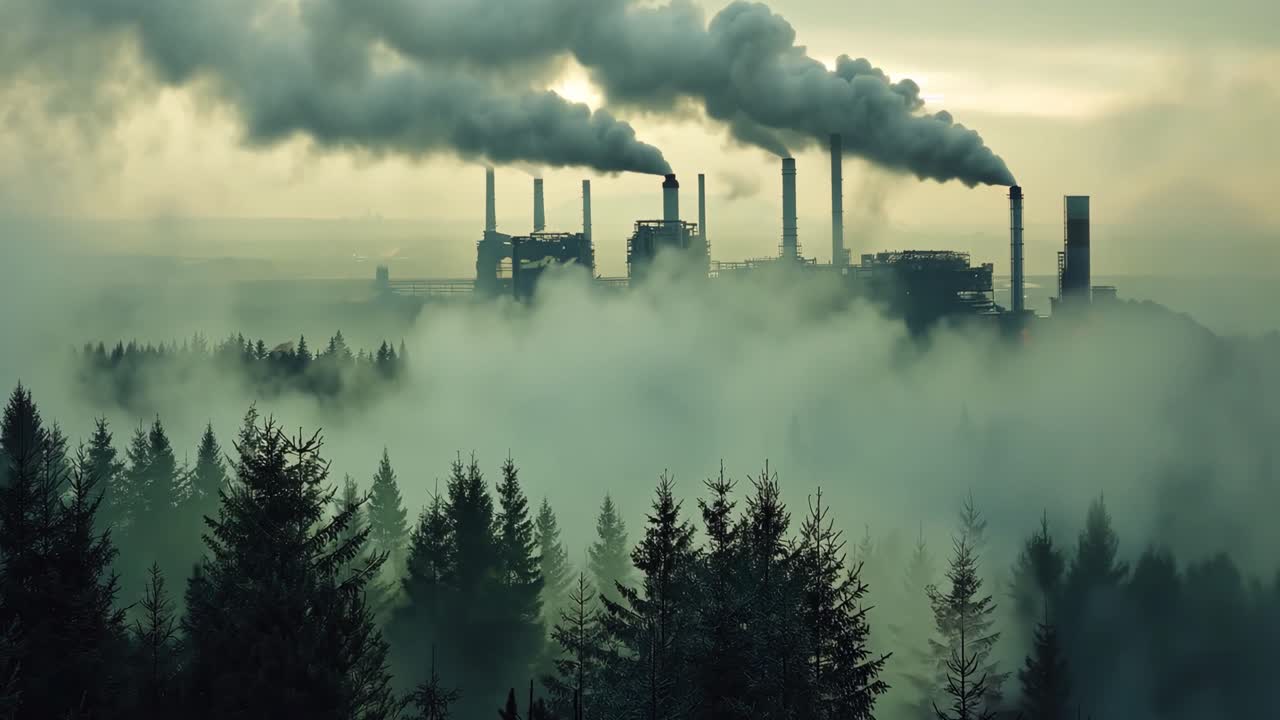 Industrial pollution over a forest