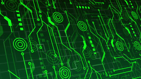 animación de un circuito integrado de neón sobre fondo verde