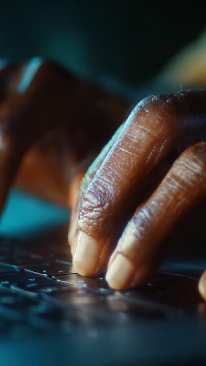 Close-Up of Hands Typing on a Laptop Keyboard, Capturing the Intense Focus and Dedication in a Digital Workspace During a Productive Session