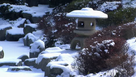 japanese lantern in a garden in winter