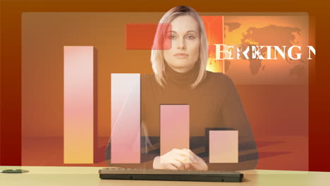 animation of blond woman presenting graphs