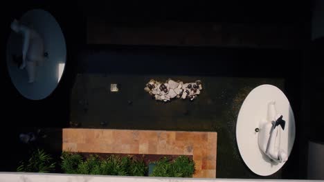 rising aerial shot of a turtle enclosure in a mexican resort