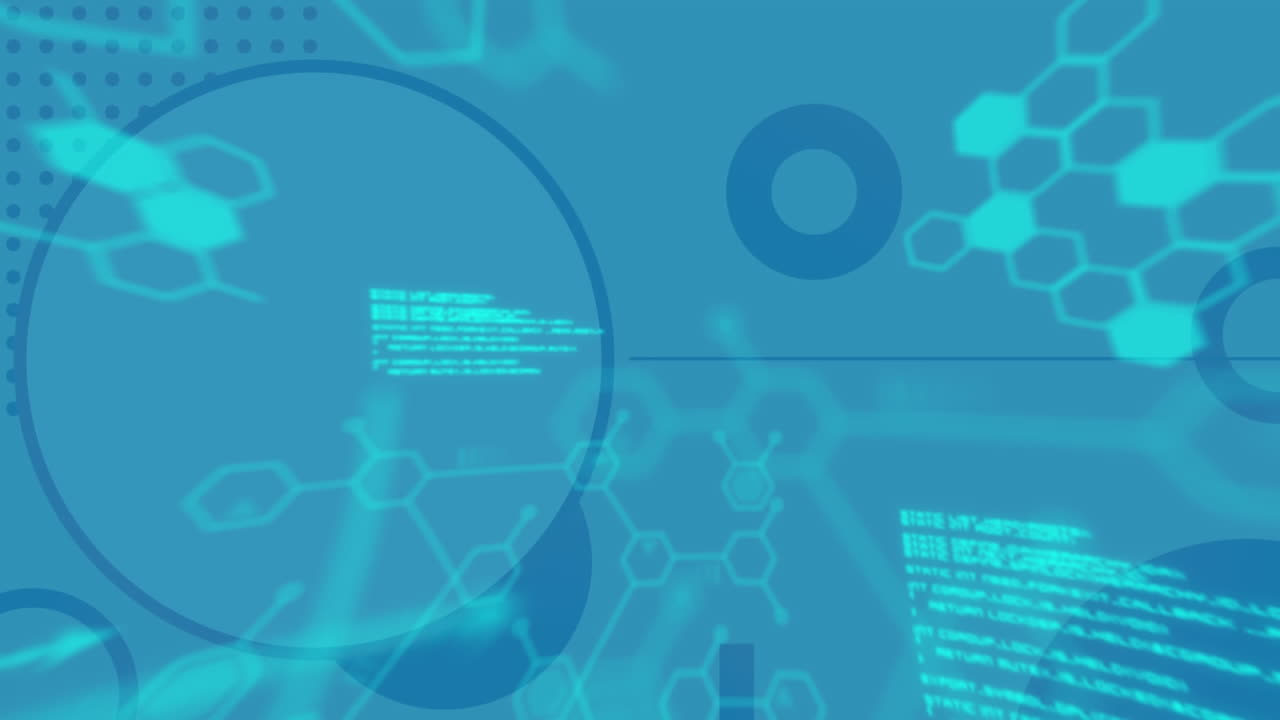 Animation of scientific data processing on blue background