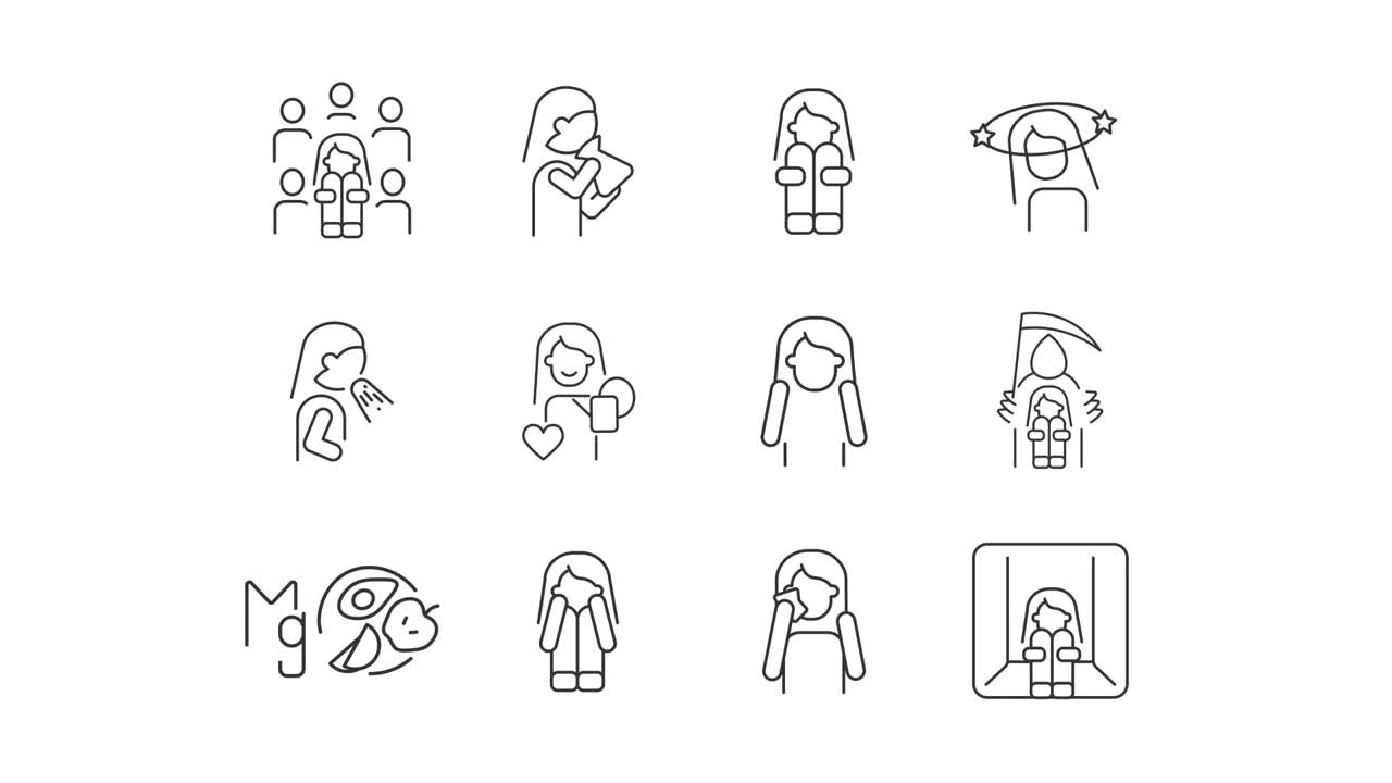 Icons representing mental health issues