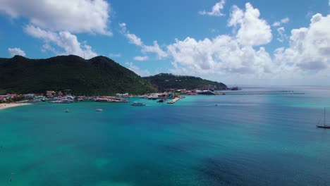 drone shot of philipsburg st.maarten surroundings