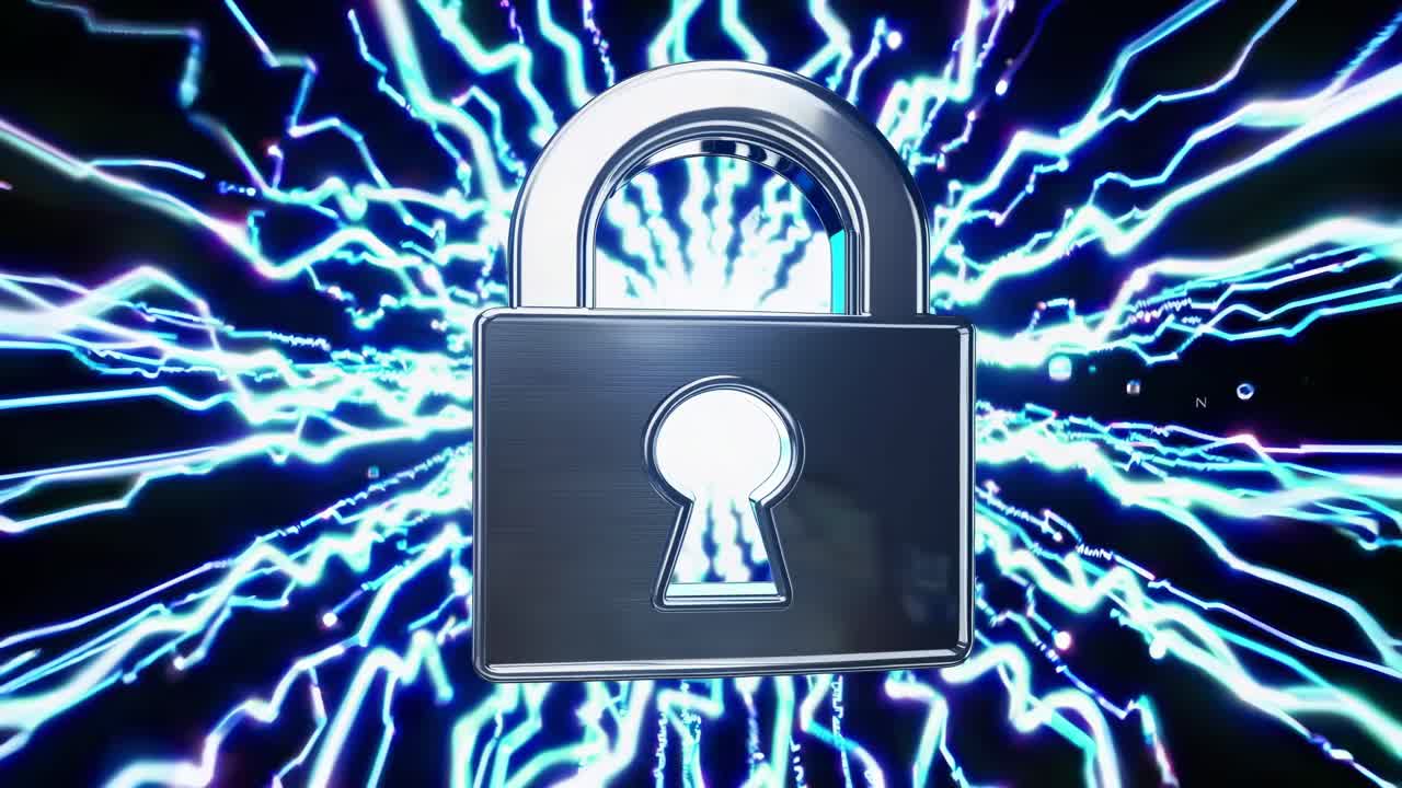 Secure Lock with Abstract Lightning Background