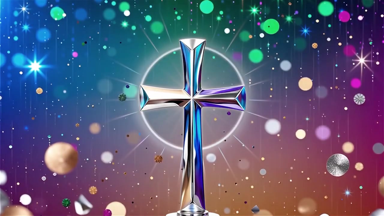 Croce Cristiana Luce Celestiale Sfondo per il Culto.