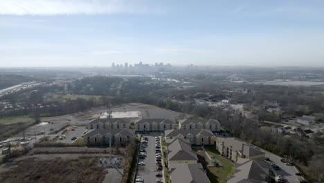 nashville, tennessee skyline wide shot moving in