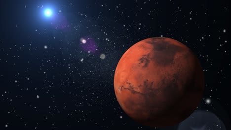 el planeta marte que se mueve con una luz brillante en el universo
