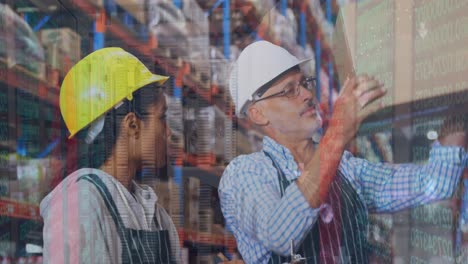 animación de gráficos y datos sobre diversas trabajadoras y trabajadores de almacén