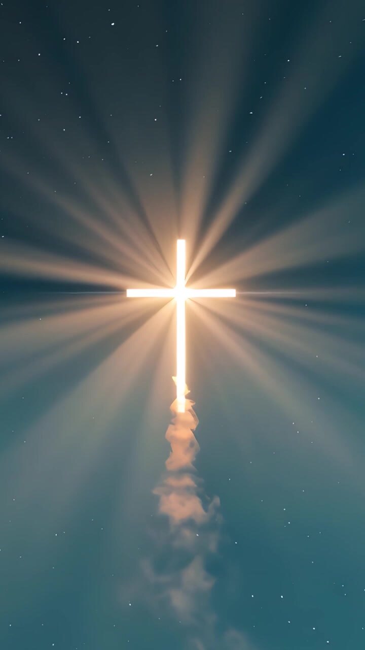 Christian Cross Heavenly Light Worship Background 4K
