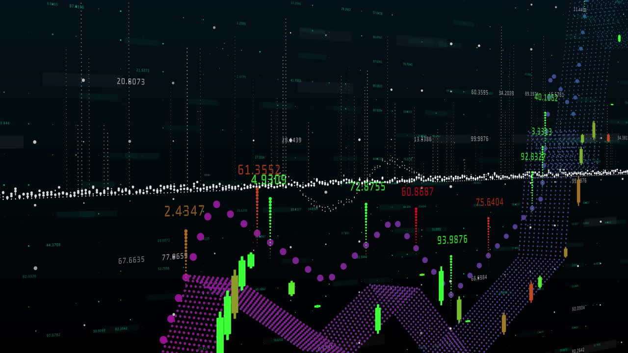 animación del procesamiento de datos financieros sobre un fondo negro