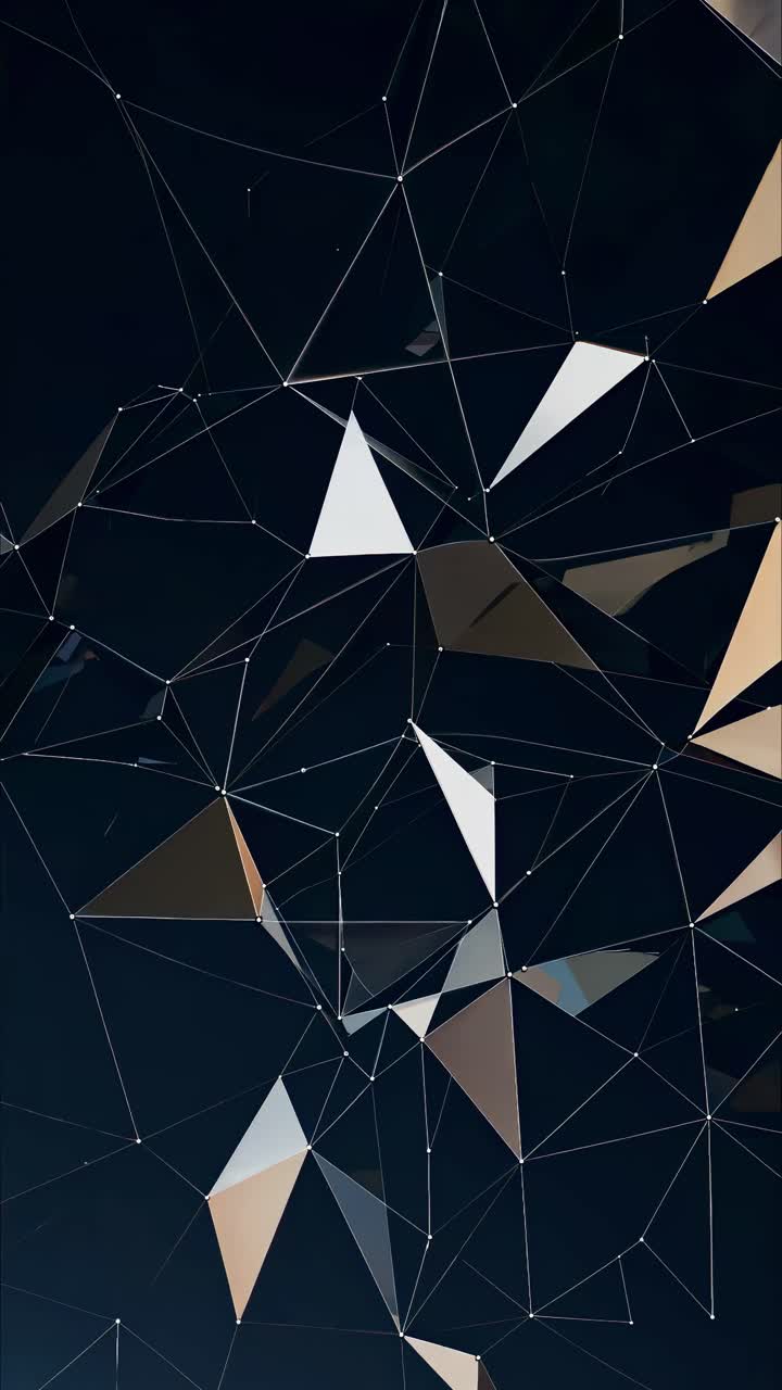Abstrakt, geometrisk low-poly design med mørke toner. Optaget fra en top-down engel, hvilket skaber en dynamisk effekt