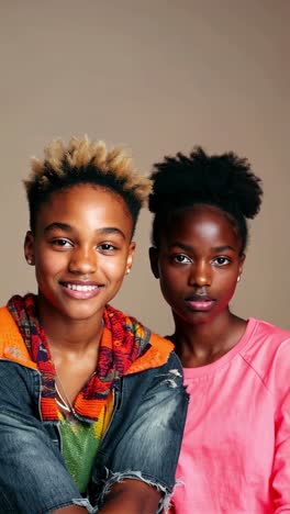 two young women posing for a portrait