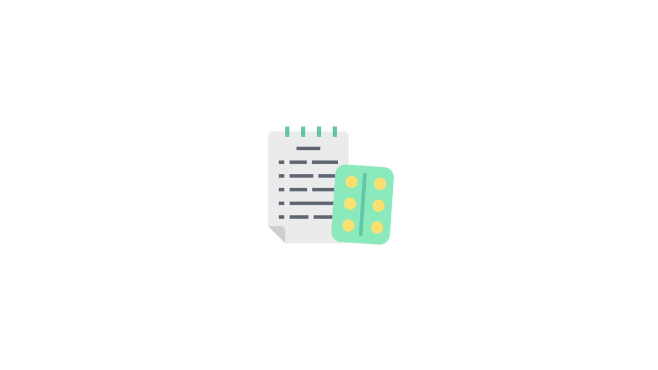 Animated Icon of Medical Prescription and Pills Blister Pack