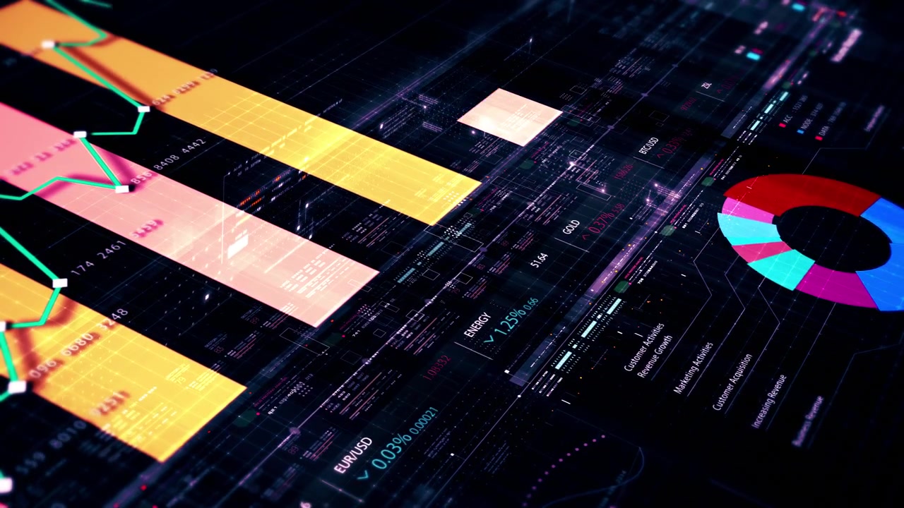 Dynamic data visuals for business info graphics, animated charts, and data-driven insights for a business meeting mock-up. Explore the world of trading, stock exchanges, and crypto