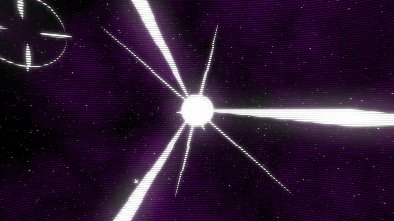 Entering left edge pixelated spaceship navigating nebula toward wormhole, aiming to reach station