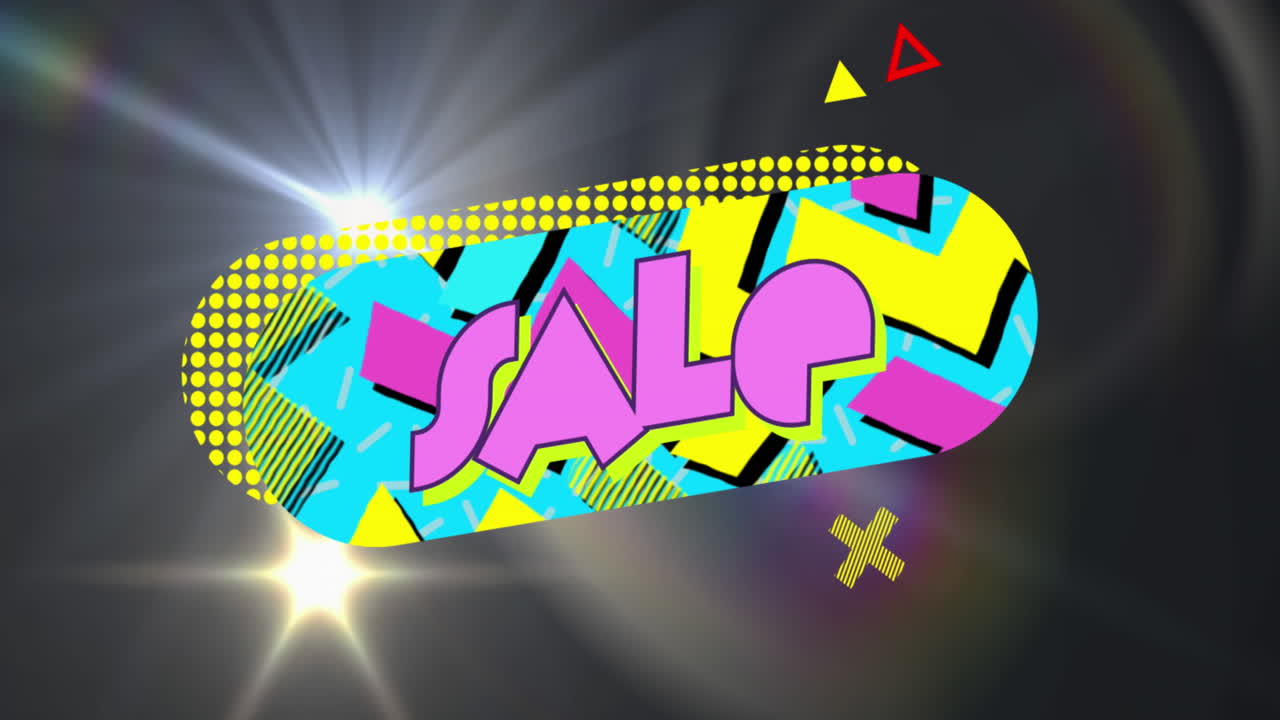 animación de puntos de luz y texto de venta sobre fondo negro